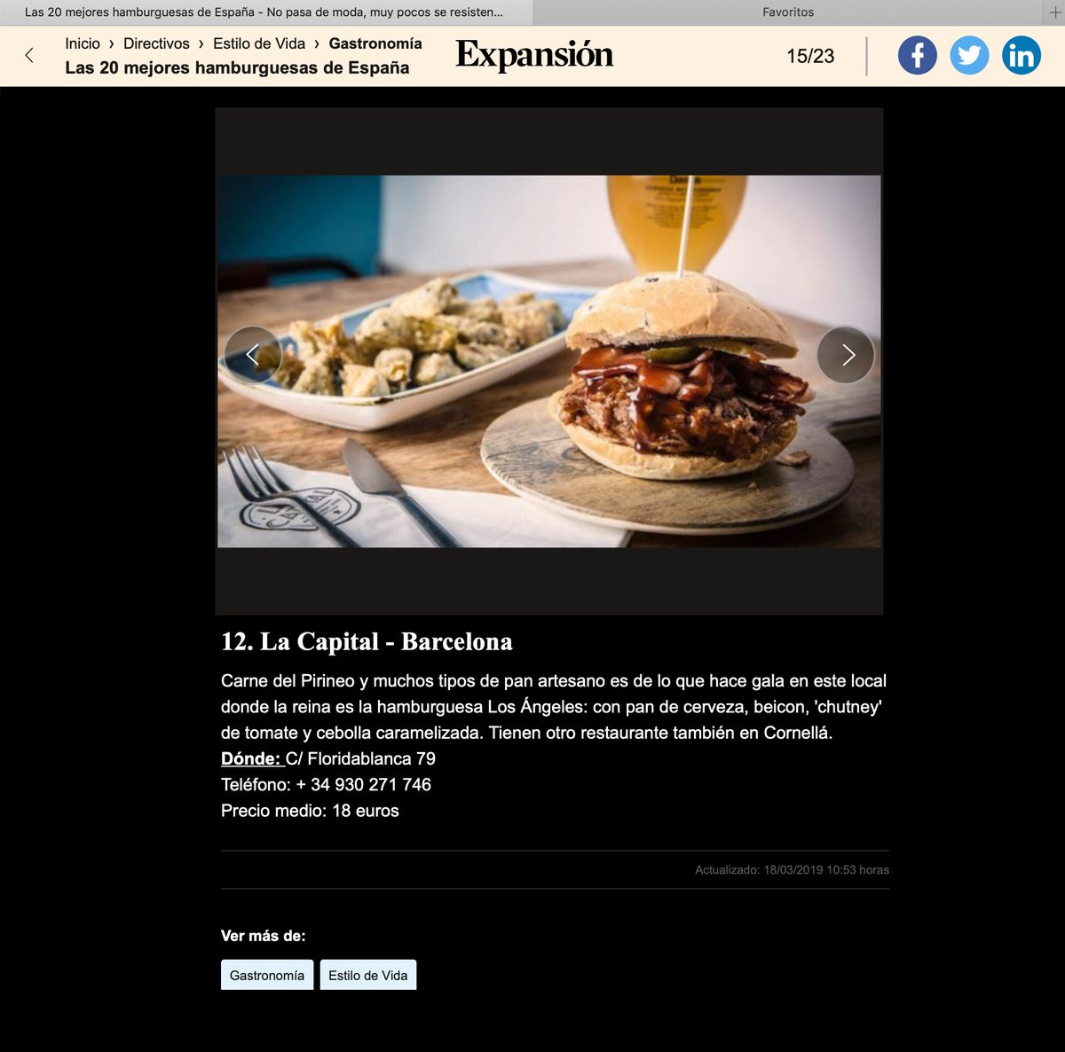 Recorte de Expansión sobre La Capital