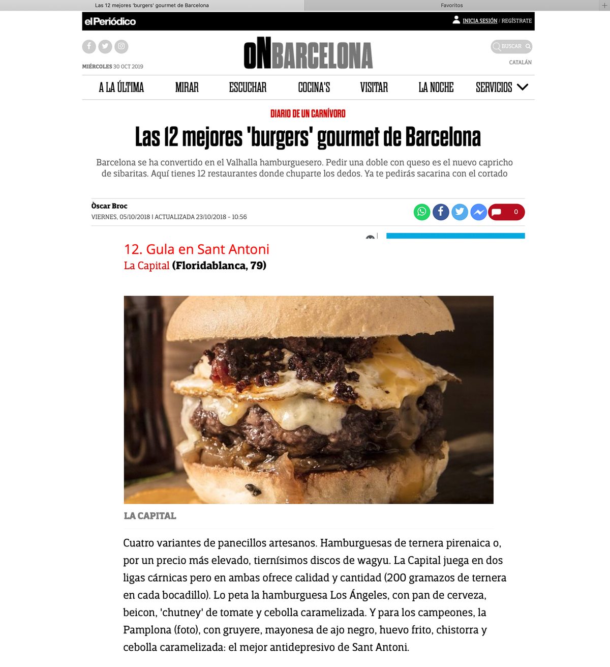 Recorte de El Periódico sobre La Capital